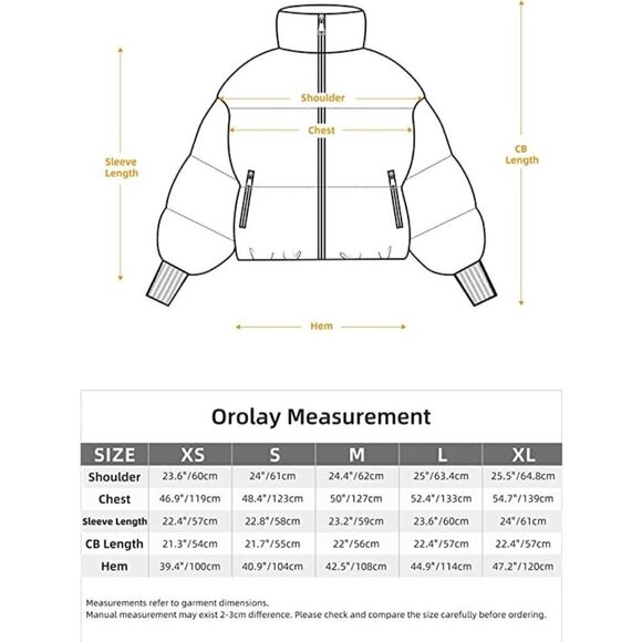 Orolay Womens Winter Oversized Short Down Jacket Crop Zip Puffer Coat NWT New XS - Picture 4 of 7